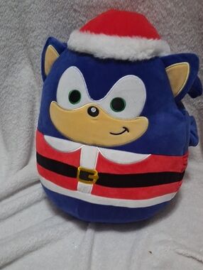 Sonic the Hedgehog Plush Backpack - Blue Red Holiday Design